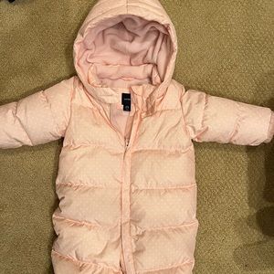 Baby Gap snowsuit light pink polka dots size 12-18 months